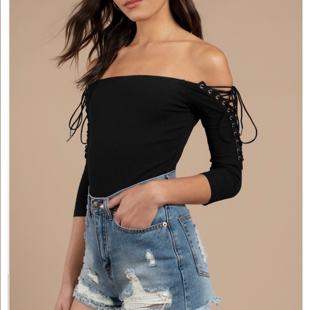Out of the Past off the shoulder bodysuit